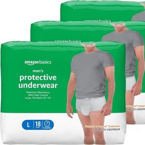 Amazon Basics Incontinence Underwear for Men, Maximum Absorbency, Large, 54 Coun